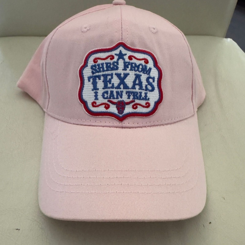 3153 | NWT Custom Shes From Texas I Can Tell Patch Baseball Hat Pink Women OSFM